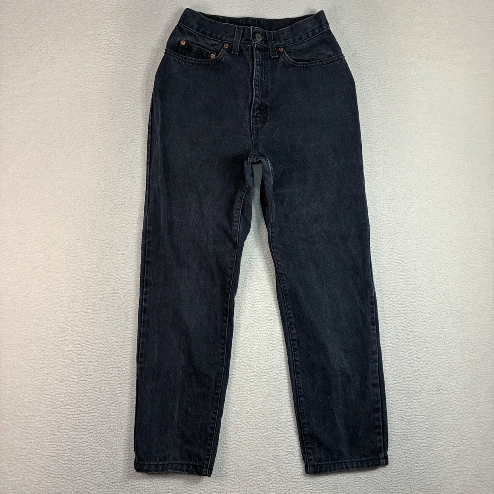 Vintage Levis 505 XX Jeans Women 7 24x27 Black Faded High Rise Zip 17505 USA 80s